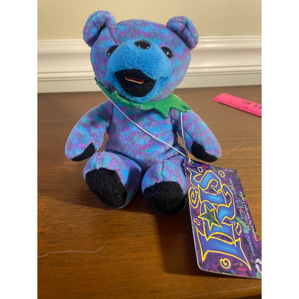 Grateful Dead Iris Bean Bear Plush Liquid Blue Tie Dye 7" Series 4 1976 Birthday